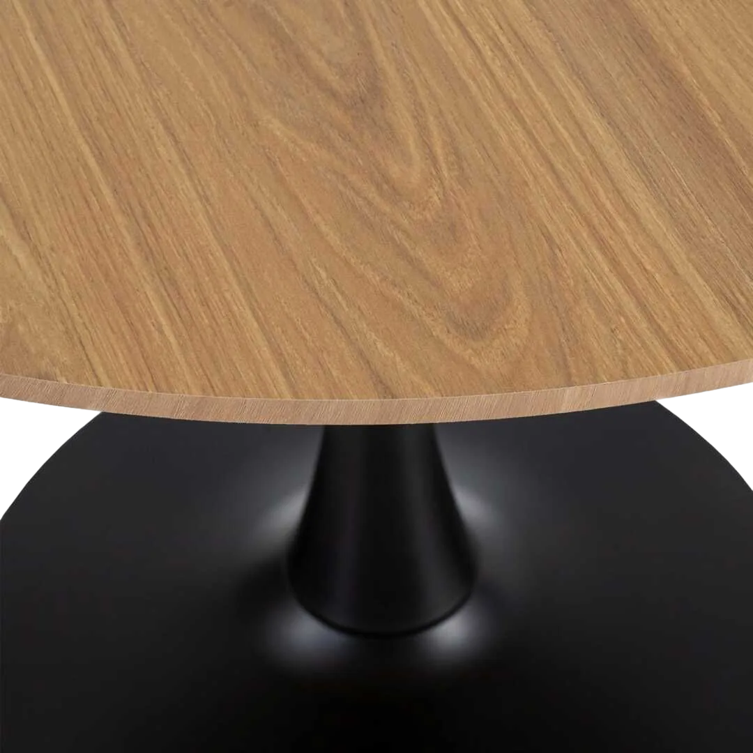 Mesa de comedor natural y negra en DM y metal 100x100x75cm - Ixia - 615320IX - foto-transparente