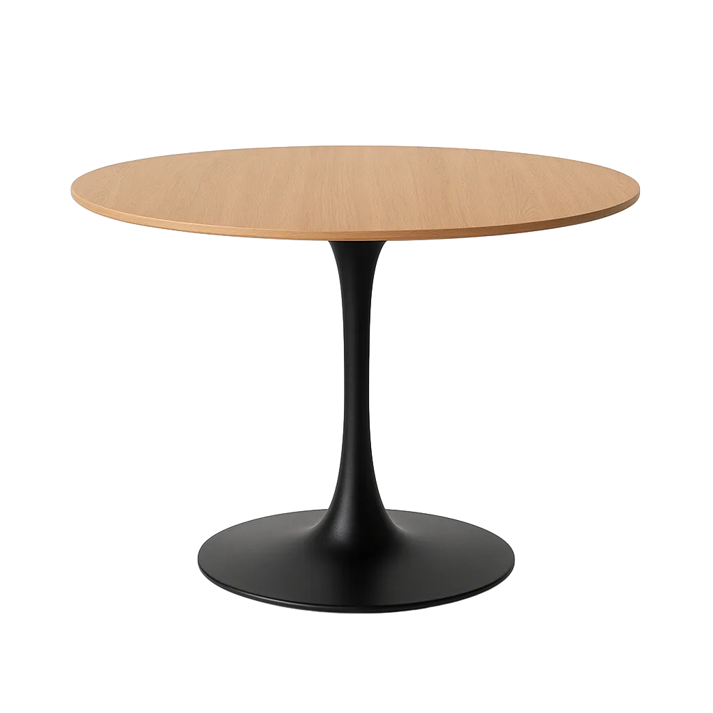 Mesa de comedor natural y negro en DM y metal 100x100x75cm - Ixia - 615320IX - foto-transparente