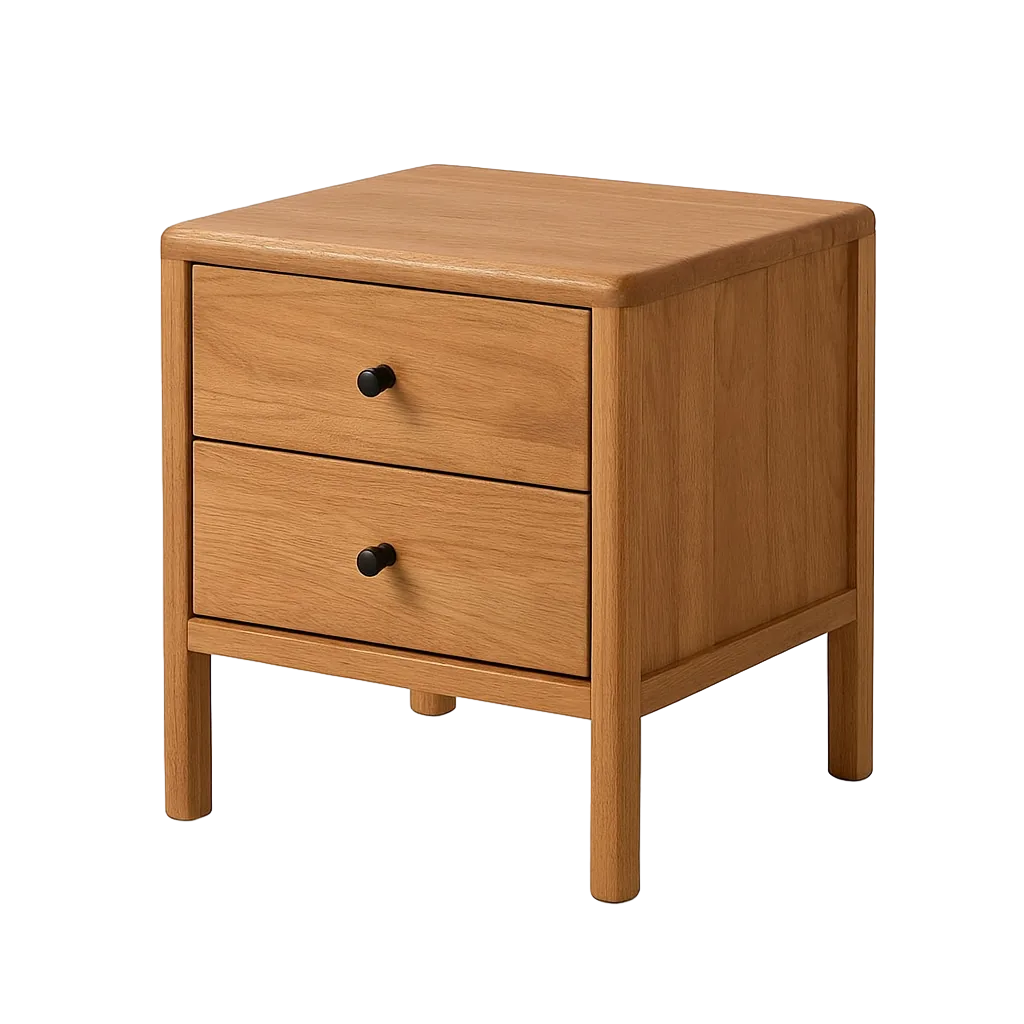 Mesita natural de madera de mango con cajones patas 10cm 45x45x45cm - Ixia - 615331IX - foto-transparente