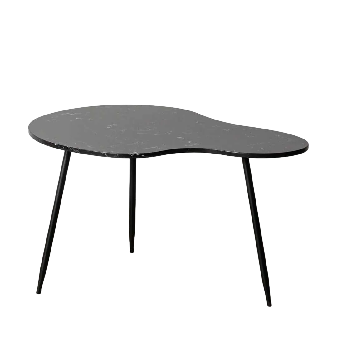 Mesa de centro negra de metal y mármol 80x58x45cm - Ixia - 615342IX - foto-transparente