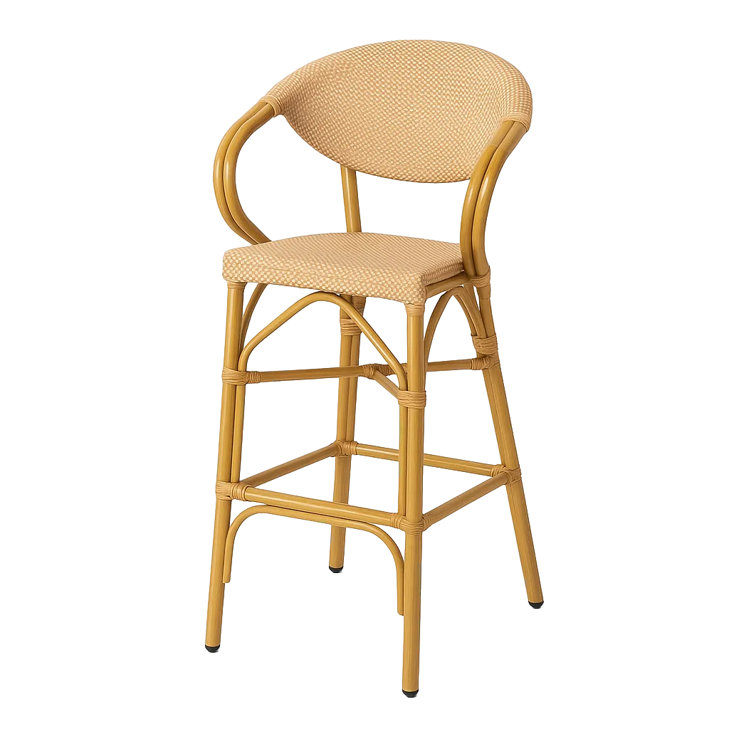 Taburete beige en aluminio y textileno 57x62x111cm - Ixia - 615365IX - foto-transparente