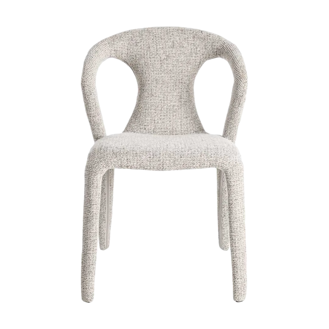 Silla tapizada en tejido jaspeado gris con estructura metálica 52.50x59x79cm - Ixia - 615367IX - foto-transparente
