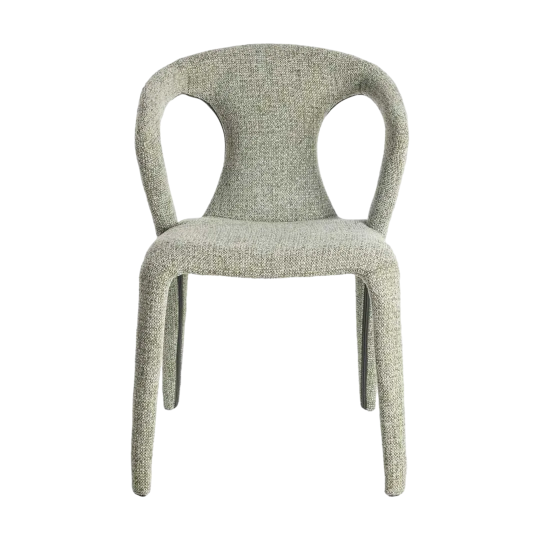 Silla tapizada en tejido jaspeado verde con estructura metálica 52.50x59x79cm - Ixia - 615368IX - foto-transparente