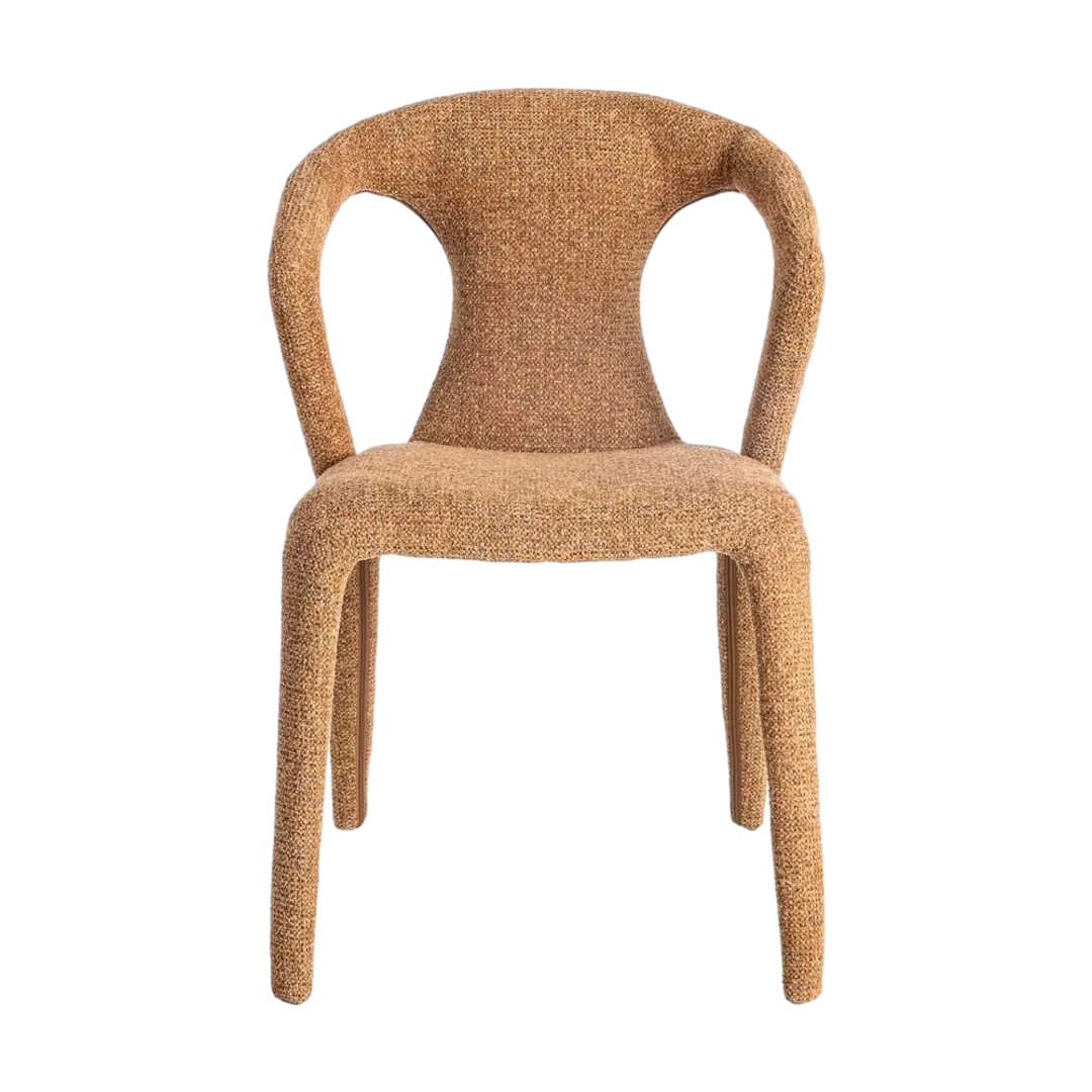 Silla tapizada jaspeado marrón con estructura metálica 52.50x59x79cm - Ixia - 615370IX - foto-transparente