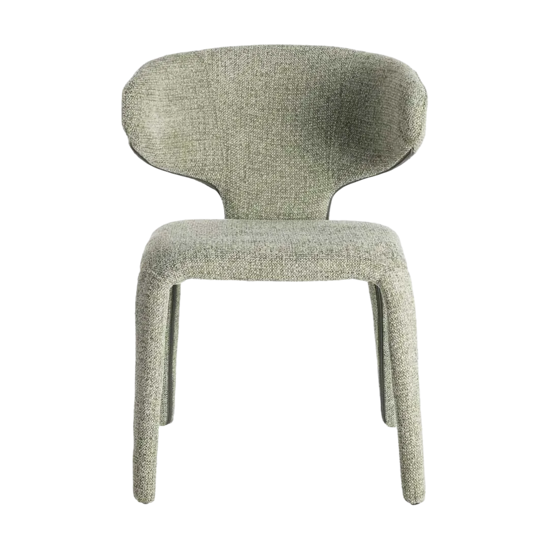 Silla tapizada en tejido jaspeado verde con estructura metálica 58x60x81cm - Ixia - 615372IX - foto-transparente