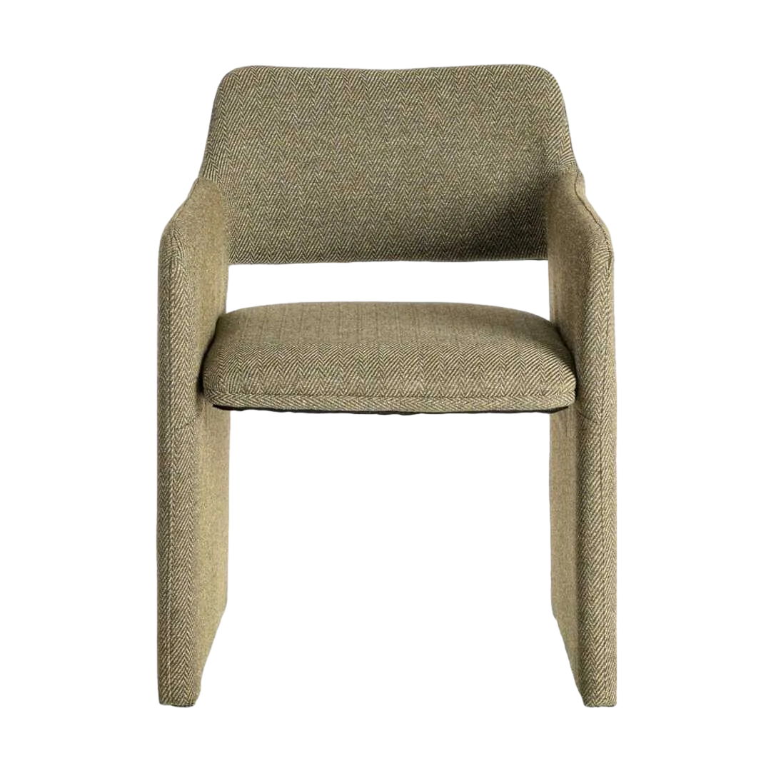 Silla Espiga tapizada en tejido verde con estructura metálica 58x62.50x78cm - Ixia - 615376IX - foto-transparente