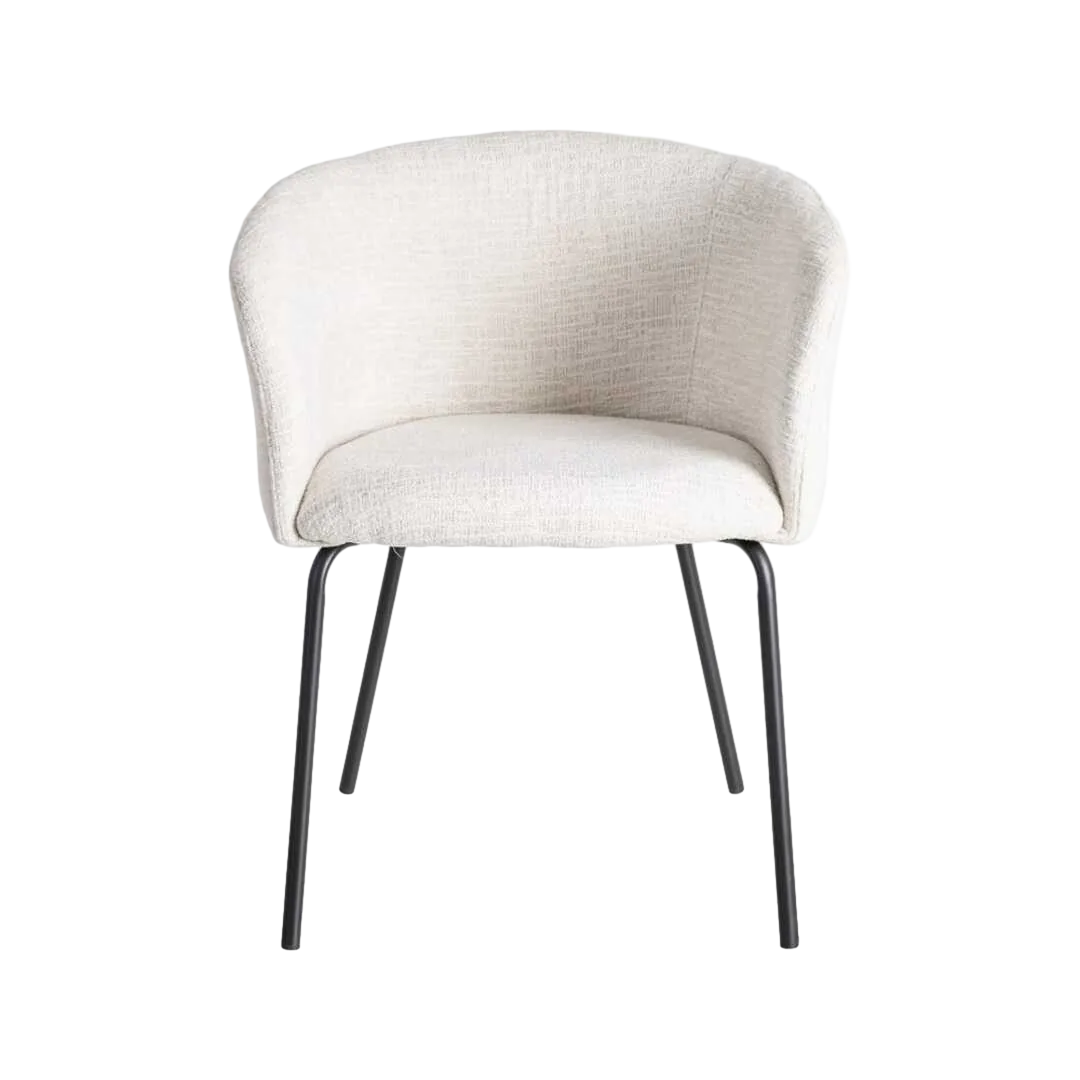 Silla tapizada en tejido crema con estructura de metal 61x56x77.50cm - Ixia - 615379IX - foto-transparente