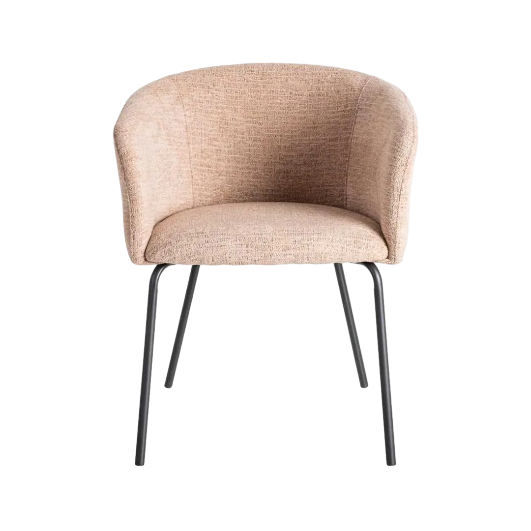 Silla rosa tapizada en tejido con estructura metálica para salón asiento 47cm 61x56x77.50cm - Ixia - 615381IX - foto-transparente