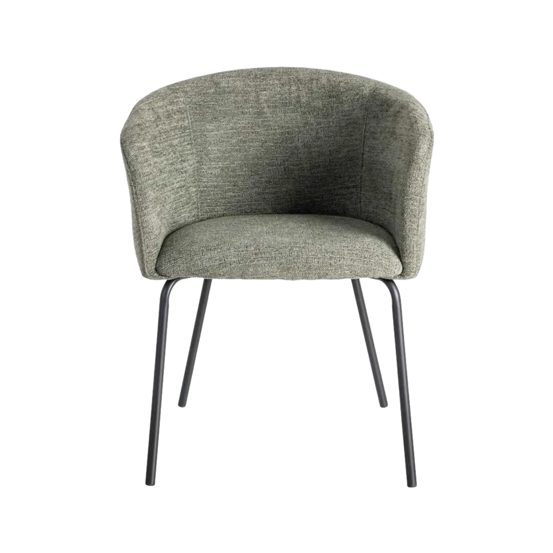 Silla verde tapizada en tejido con estructura metálica para salón altura asiento 48.5cm 60.50x55x78.50cm - Ixia - 615382IX - foto-transparente