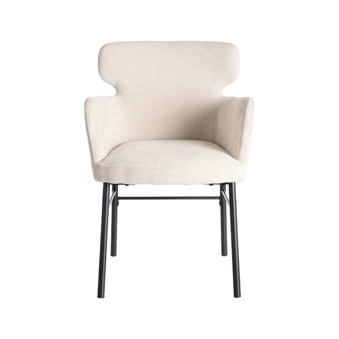 Silla crema tapizada en tejido con estructura metálica 59.50x62.50x86cm - Ixia - 615383IX - foto-transparente