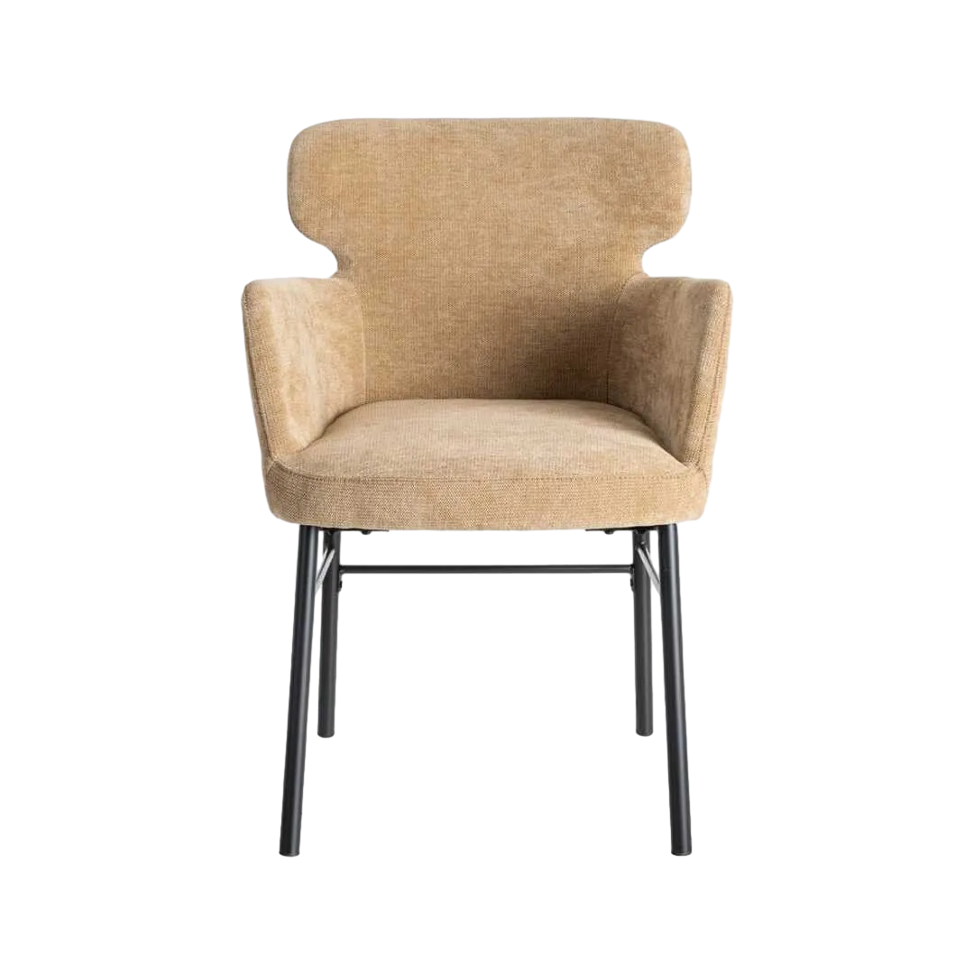 Silla beige tapizada en tejido con estructura metálica 59.50x62.50x86cm - Ixia - 615384IX - foto-transparente