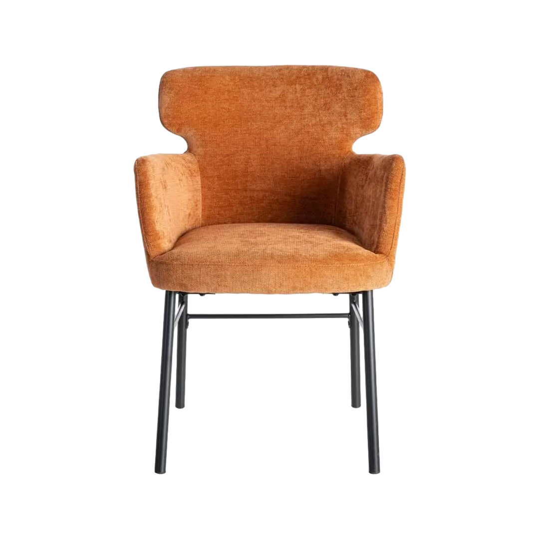 Silla terracota en tejido y metal para salón con reposabrazos 59.50x62.50x86cm - Ixia - 615385IX - foto-transparente