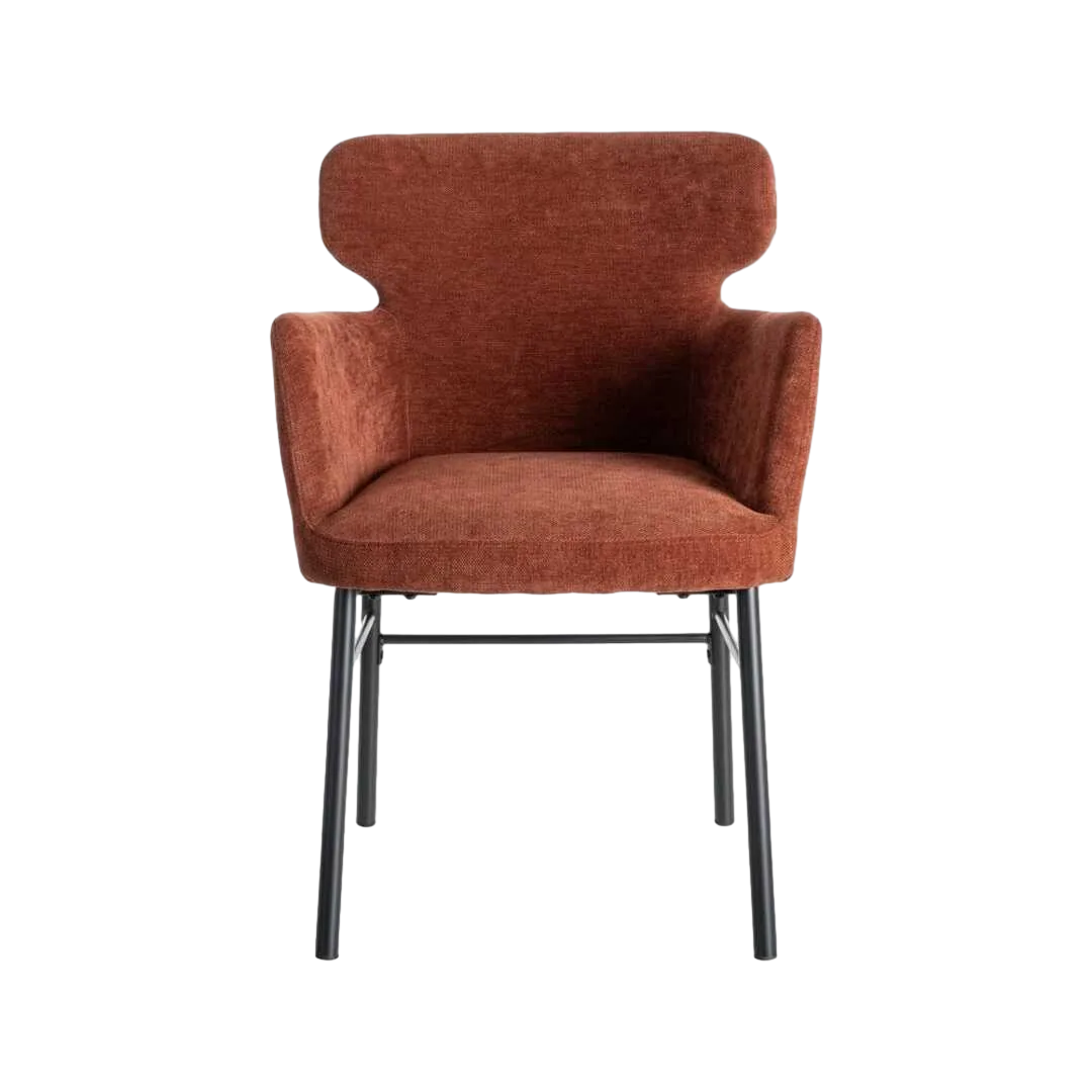 Silla burdeos en tejido y metal con reposabrazos 59.50x62.50x86cm - Ixia - 615386IX - foto-transparente