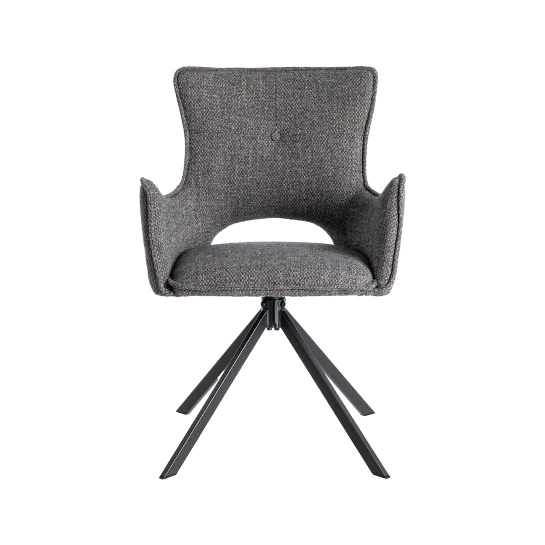 Silla tapizada en tejido gris con estructura metálica para salón asiento 47cm 58.50x60x86.50cm - Ixia - 615389IX - foto-transparente