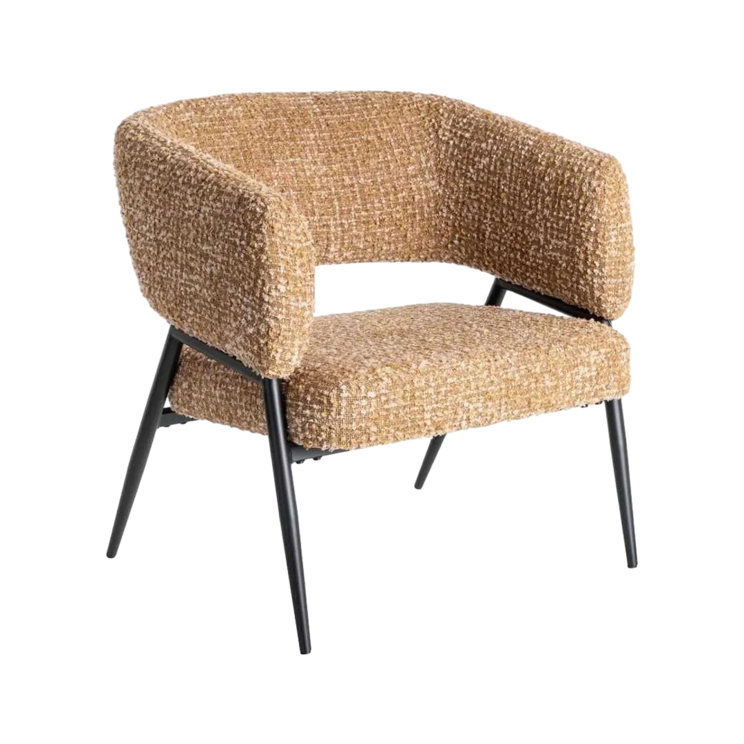 Sillón mostaza en tejido con estructura metálica 71x70x75cm - Ixia - 615390IX - foto-transparente