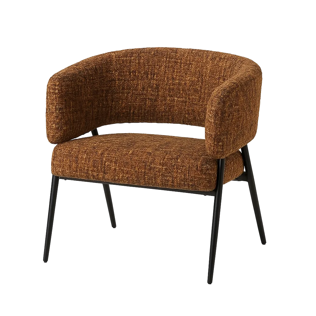 Sillón jaspeado marrón tapizado en tejido con estructura metálica 71x70x75cm - Ixia - 615391IX - foto-transparente