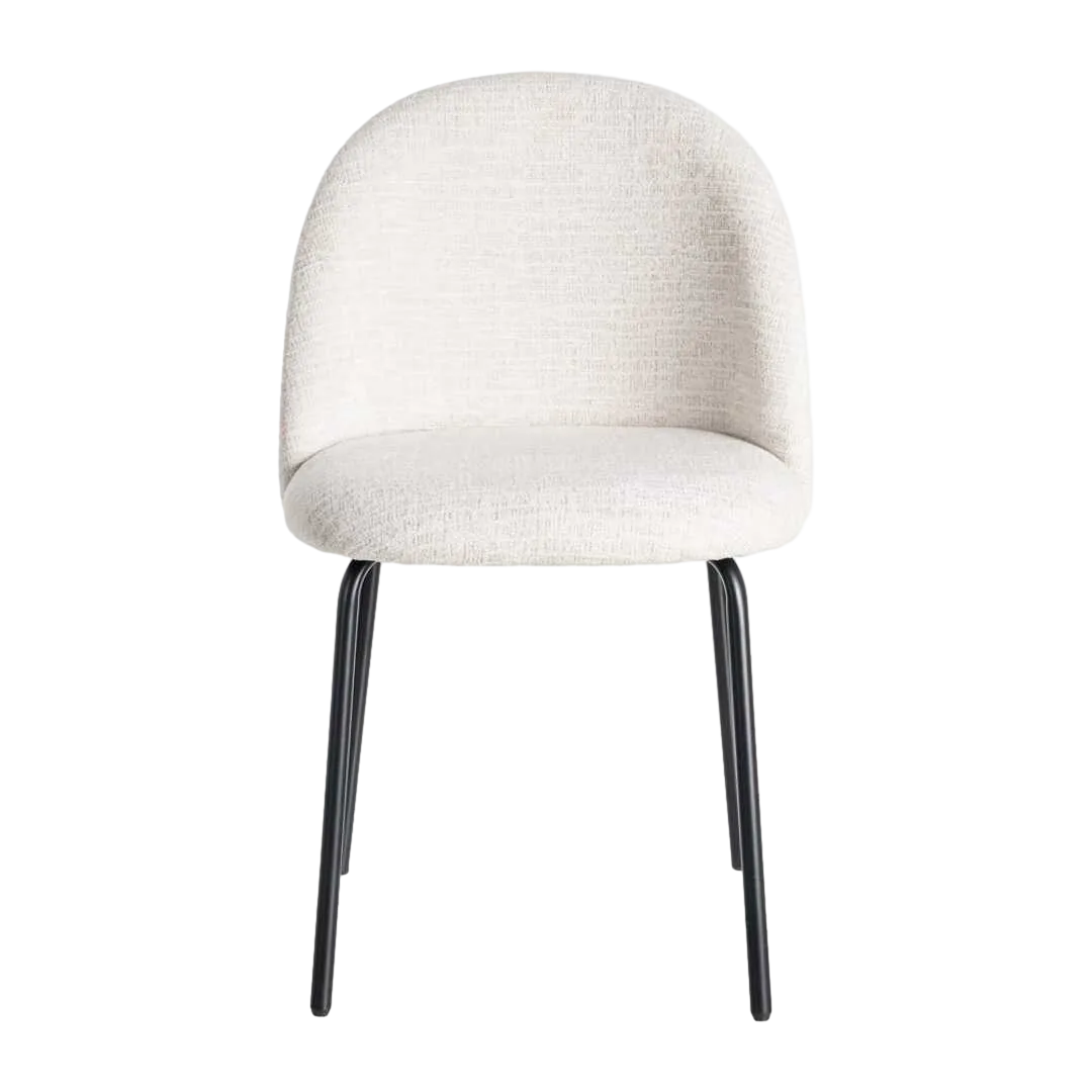 Silla tapizada en tejido crema patas de hierro negro 49x48x80cm - Ixia - 615392IX - foto-transparente