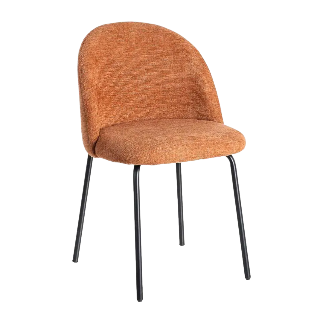 Silla en tejido color calabaza con patas de hierro negro 49x48x80cm - Ixia - 615393IX - foto-transparente