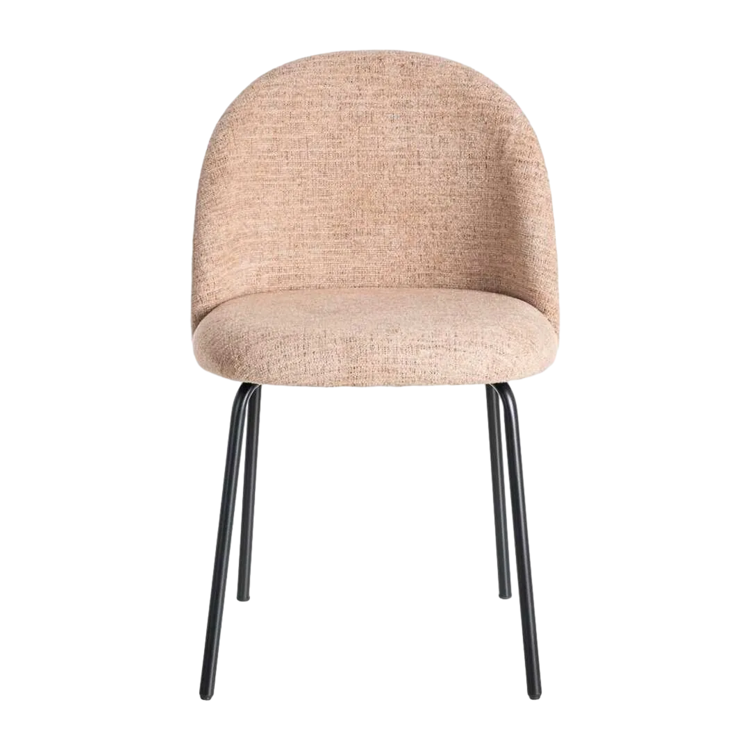 Silla tapizada salmón en tejido 100% poliéster patas hierro negro 49x48x80cm - Ixia - 615394IX - foto-transparente