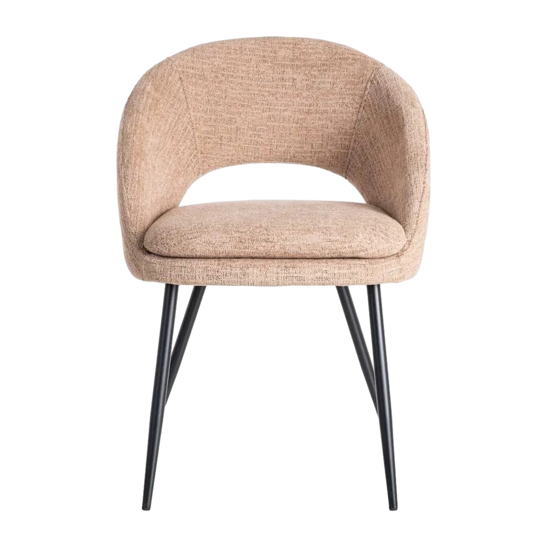 Silla salmón tapizada en tejido 100% poliéster patas metálicas negras cojín desenfundable 67.50x47x79.50cm - Ixia - 615397IX - foto-transparente