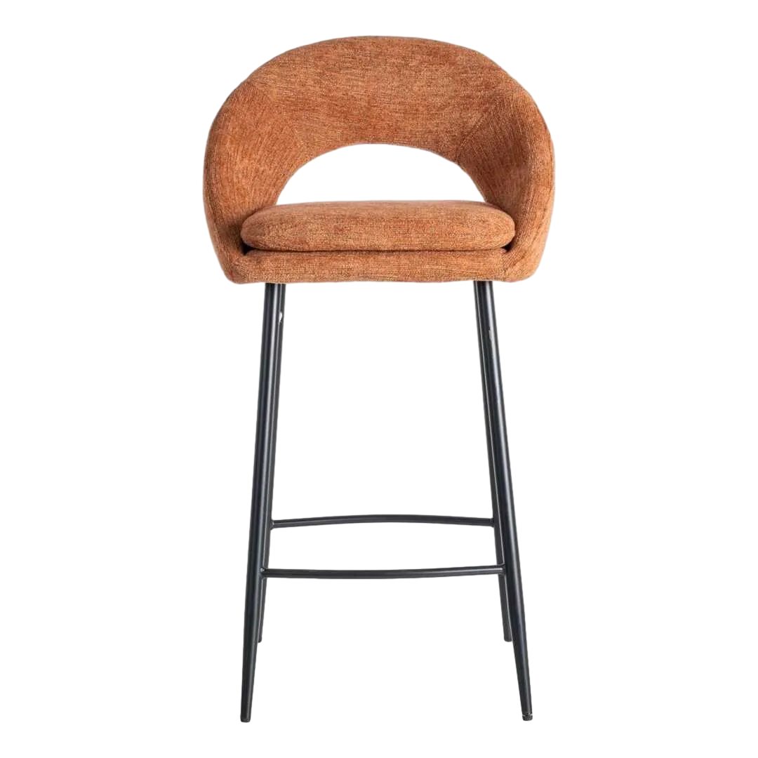 Taburete calabaza tapizado en tejido con patas de metal y cojín desenfundable 53x48x100cm - Ixia - 615399IX - foto-transparente