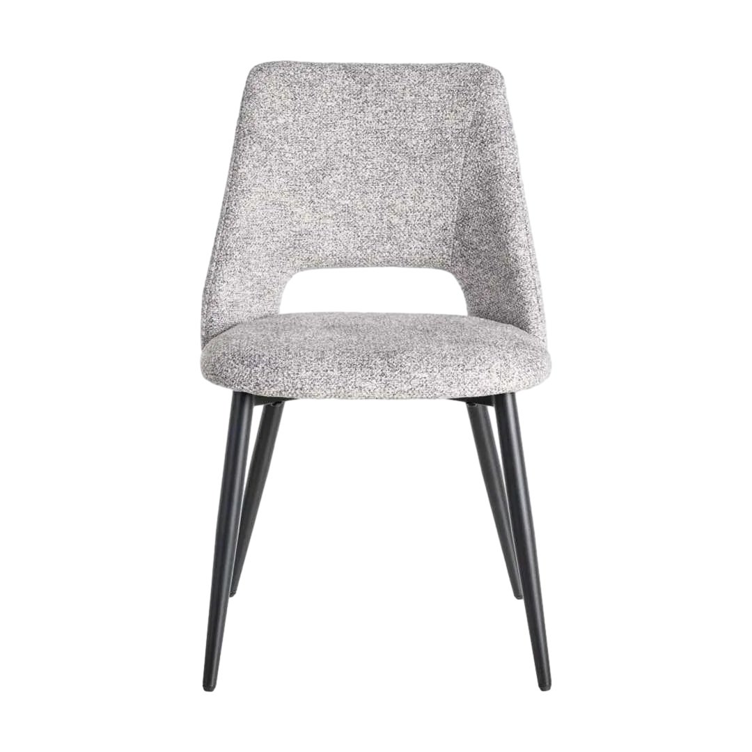 Silla jaspeada gris y blanco en tejido 100% poliéster con patas de hierro 50x57x81cm - Ixia - 615411IX - foto-transparente
