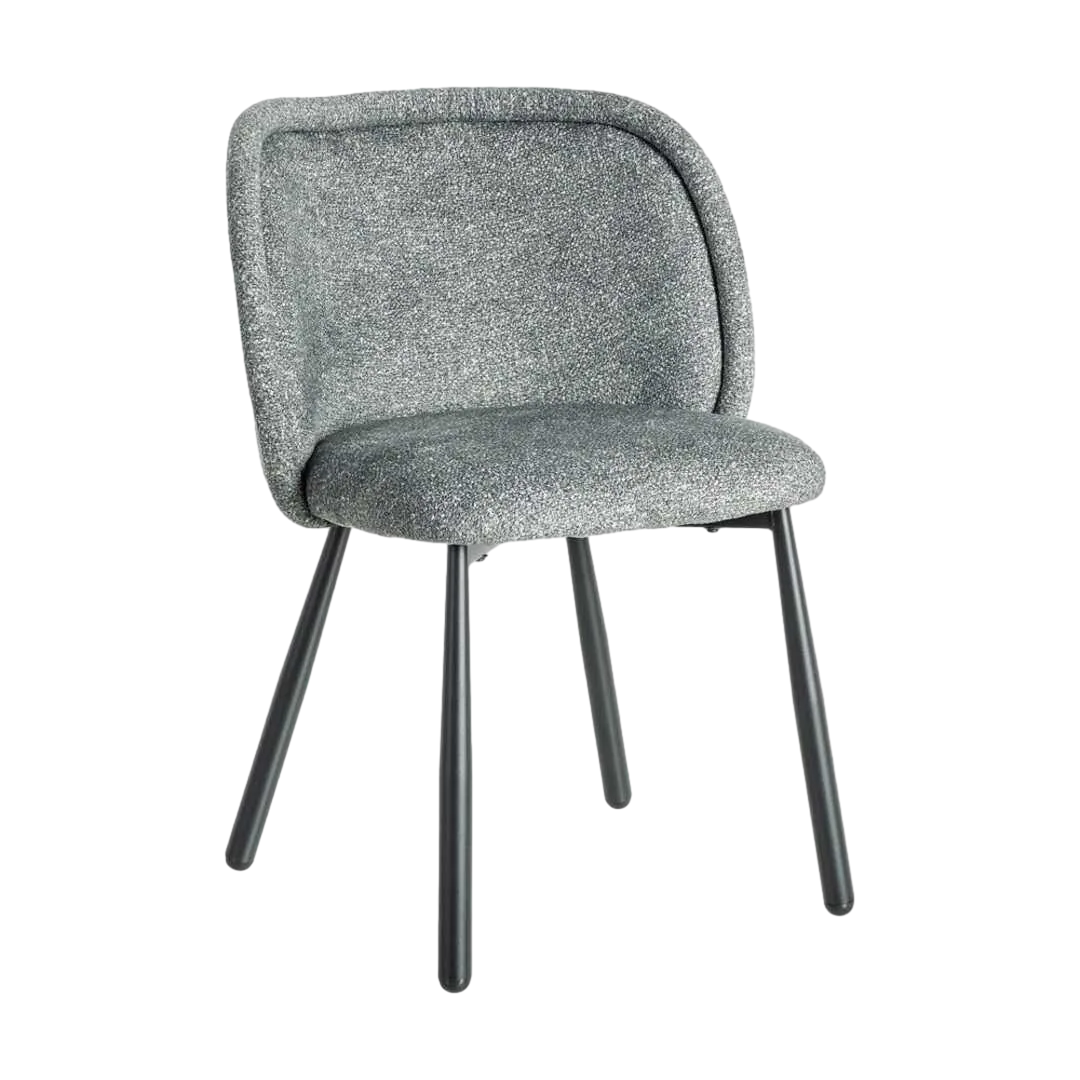 Silla jaspeada verde tapizada en poliéster con patas metálicas 56x56x78cm - Ixia - 615414IX - foto-transparente