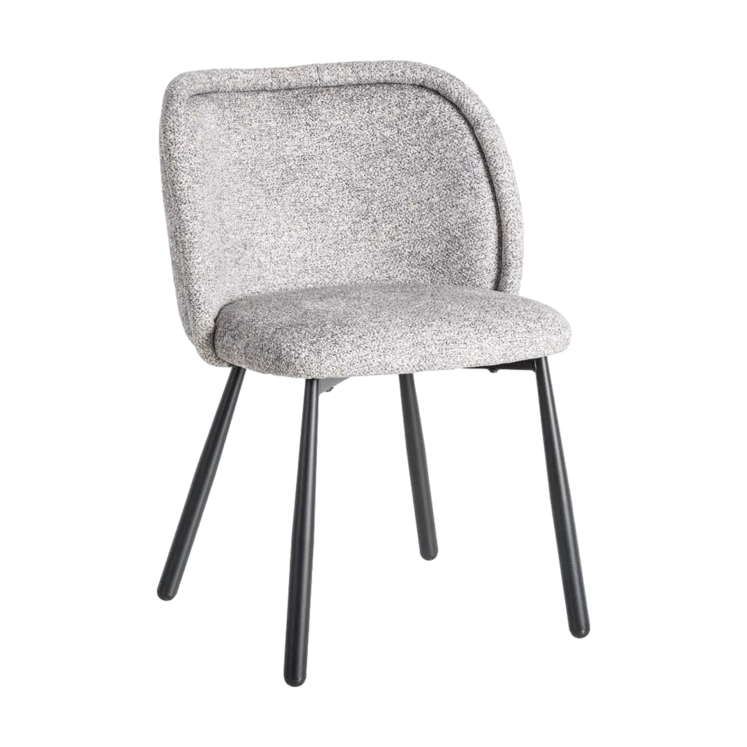 Silla jaspeada de tejido gris y blanco 100% poliéster con patas de hierro 56x56x78cm - Ixia - 615415IX - foto-transparente