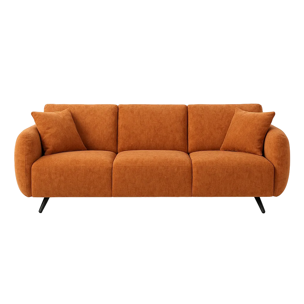 Sofá ocre tapizado en tejido estructura de pino patas de metal 230x100x79cm - Ixia - 615425IX - foto-transparente