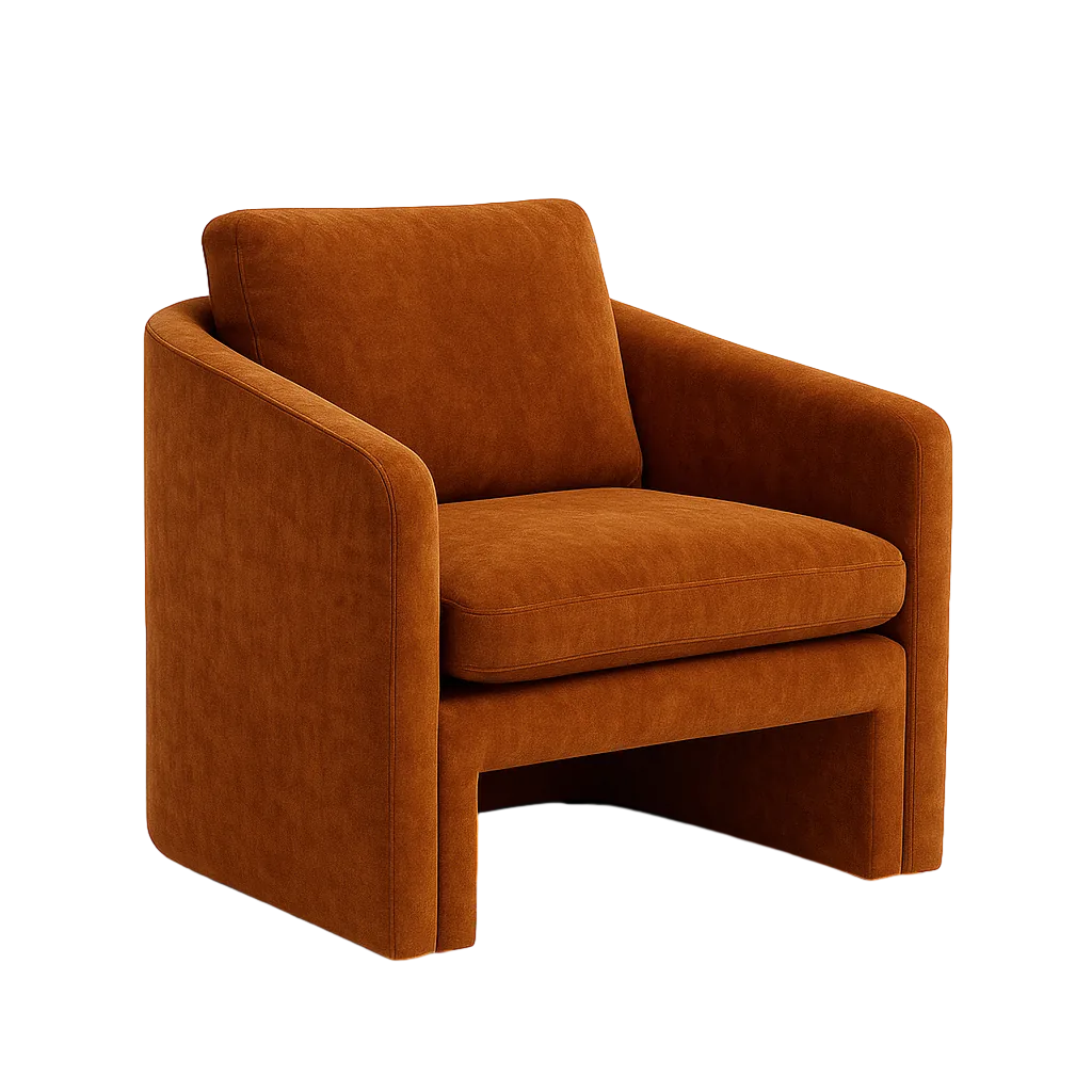 Sillón ocre tapizado en tejido con estructura de madera y cojín desenfundable 76x68x81cm - Ixia - 615428IX - foto-transparente