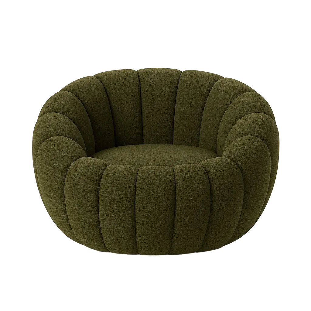 Sillón verde tapizado en tejido 100% poliéster con estructura de madera patas PVC relleno foam 92x89x61cm - Ixia - 615440IX - foto-transparente