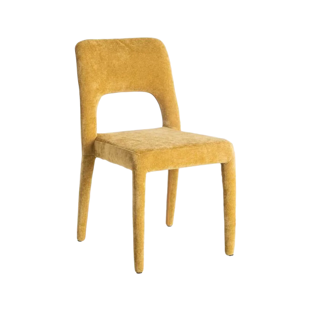 Silla apilable tapizada color mostaza con estructura metálica 47x61x84cm - Ixia - 615453IX - foto-transparente