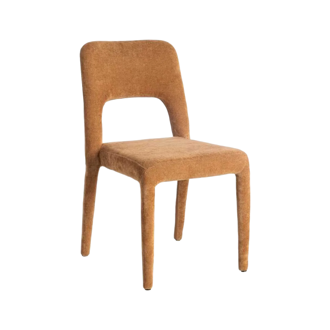 Silla apilable en tejido marrón con estructura metálica 47x61x84cm - Ixia - 615454IX - foto-transparente