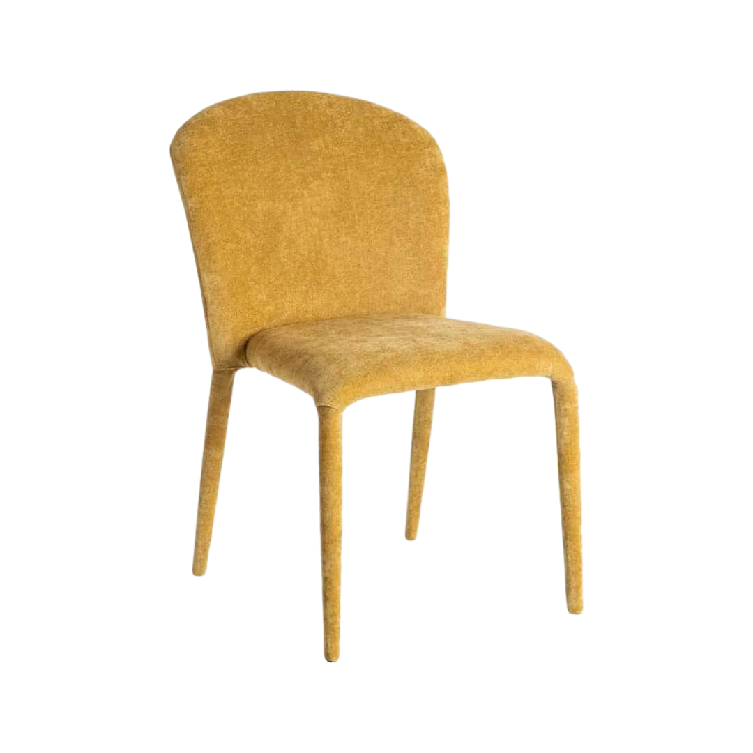 Silla apilable tapizada en tejido mostaza con estructura metálica 50x61x82cm - Ixia - 615458IX - foto-transparente