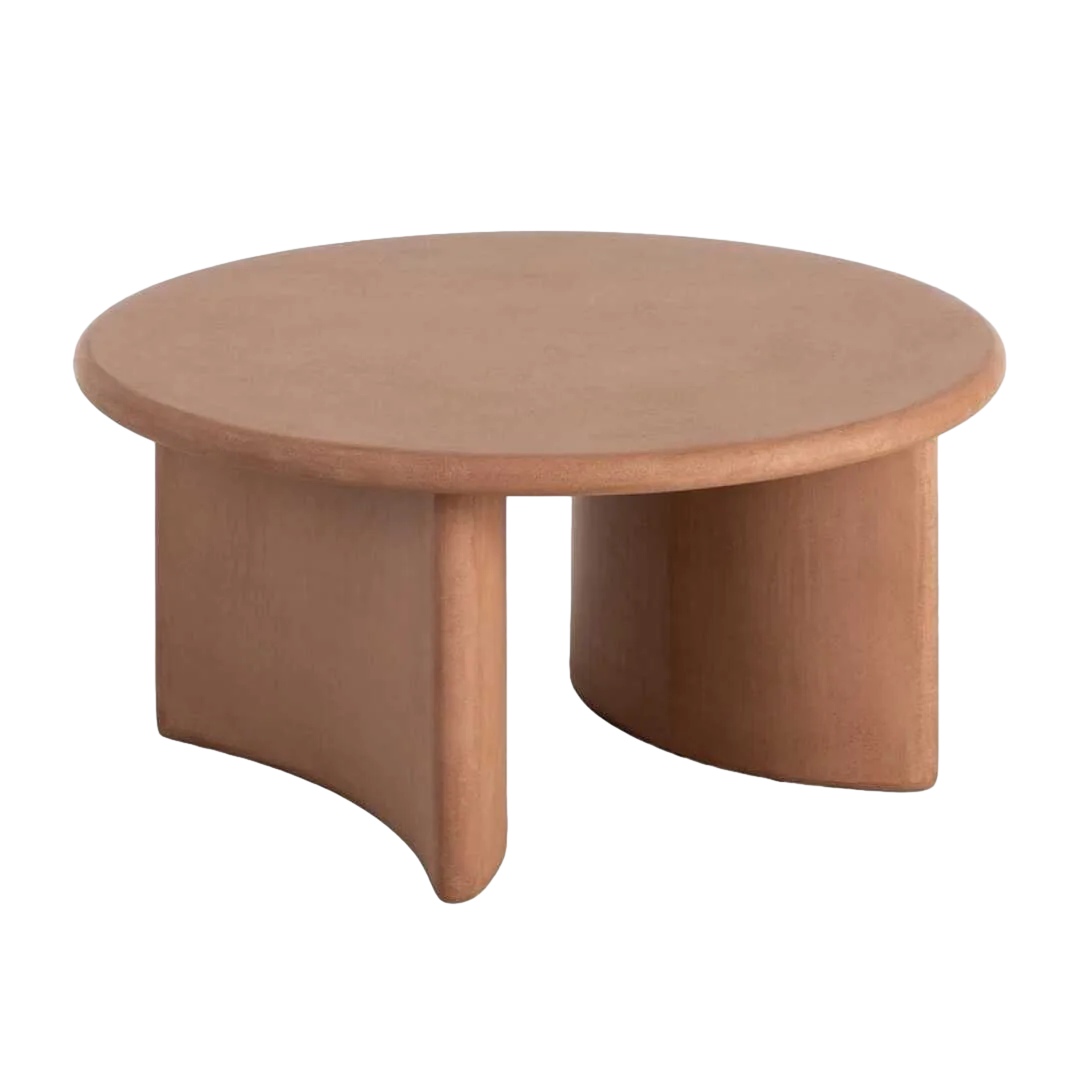 Mesa centro color teja en DM con acabado microcemento para salón 80x80x38.50cm - Ixia - 615462IX - foto-transparente
