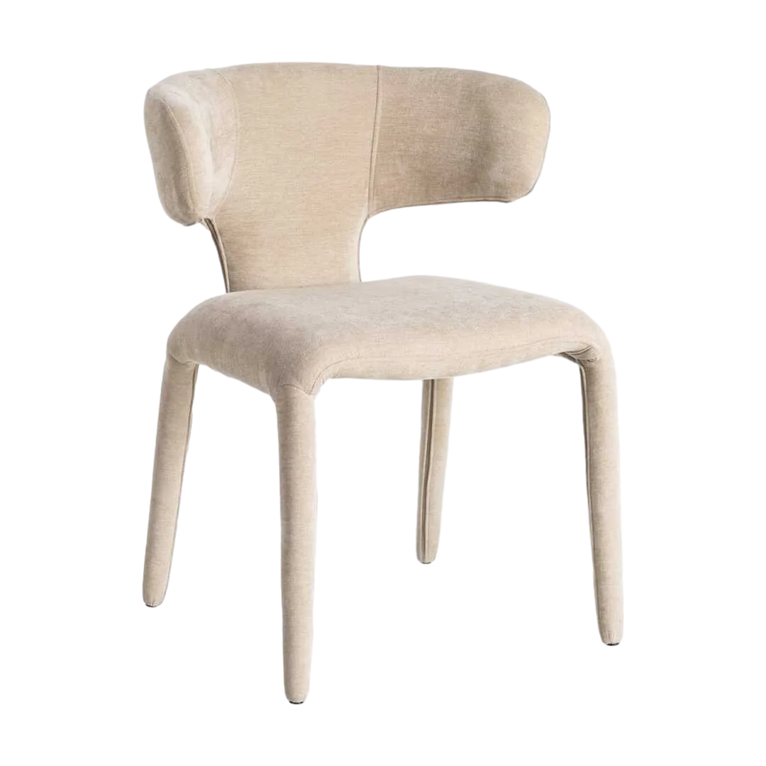 Silla tapizada en tejido 100% poliéster color taupe con asiento acolchado 58x55x76cm - Ixia - 615468IX - foto-transparente