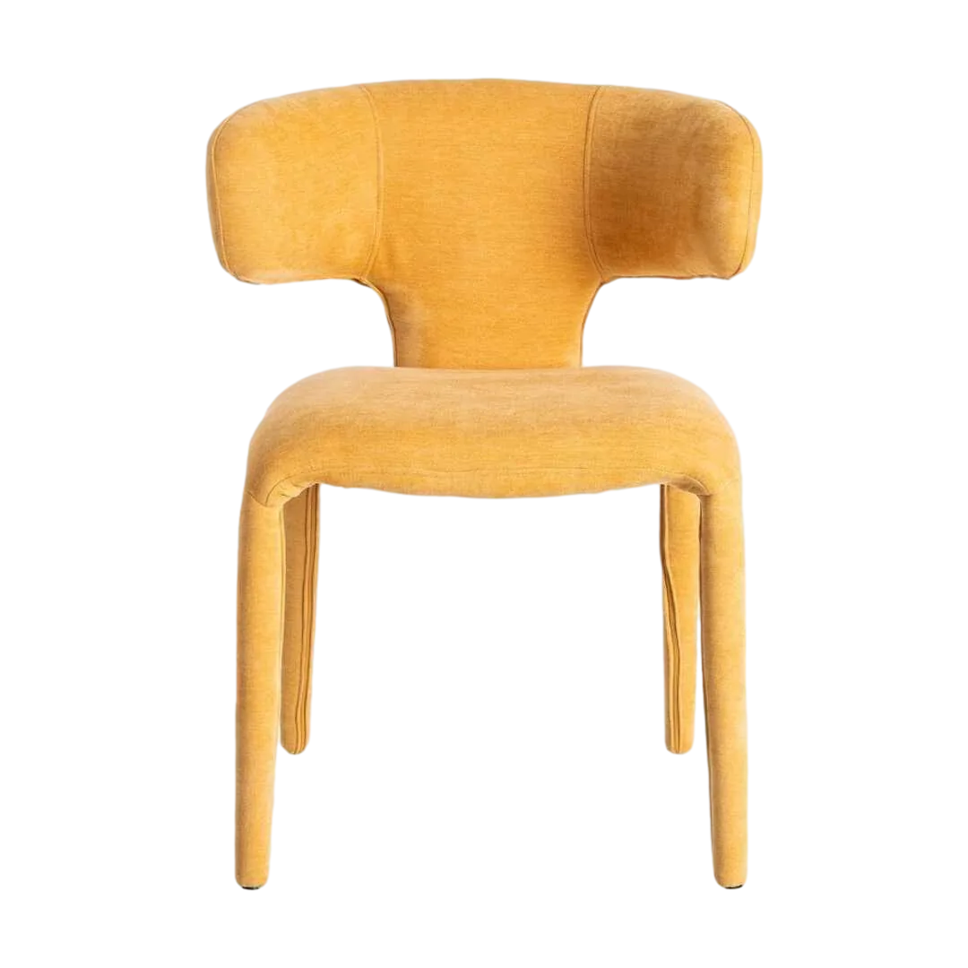 Silla tapizada en tejido 100% poliéster mostaza con asiento acolchado en foam 58x55x76cm - Ixia - 615469IX - foto-transparente