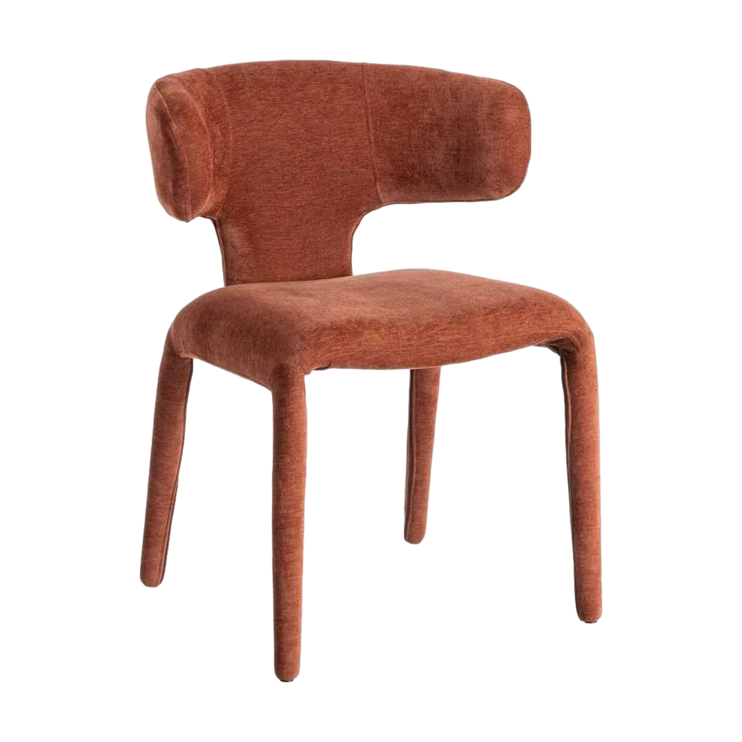 Silla tapizada en tejido teja con asiento acolchado y base contrachapada 58x55x76cm - Ixia - 615470IX - foto-transparente