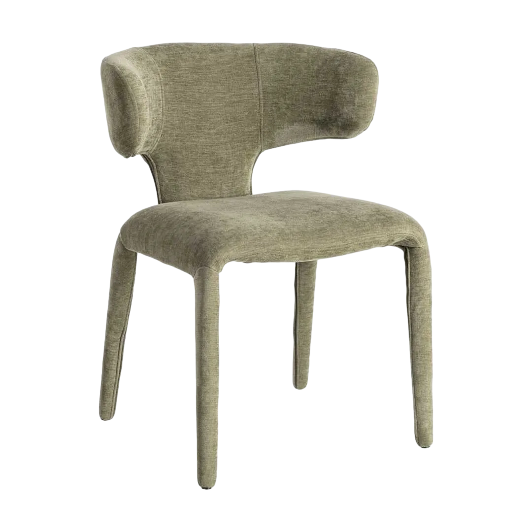 Silla tapizada verde en tejido 100% poliéster con relleno de foam y estructura de madera contrachapada 58x55x76cm - Ixia - 615471IX - foto-transparente