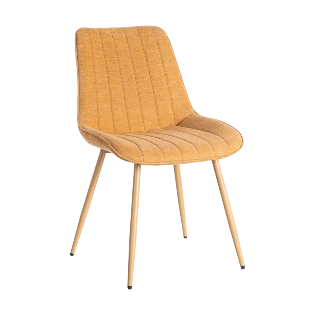 Silla camel tapizada en tejido 100% poliéster con patas de hierro 50x60x85cm - Ixia - 615474IX - foto-transparente