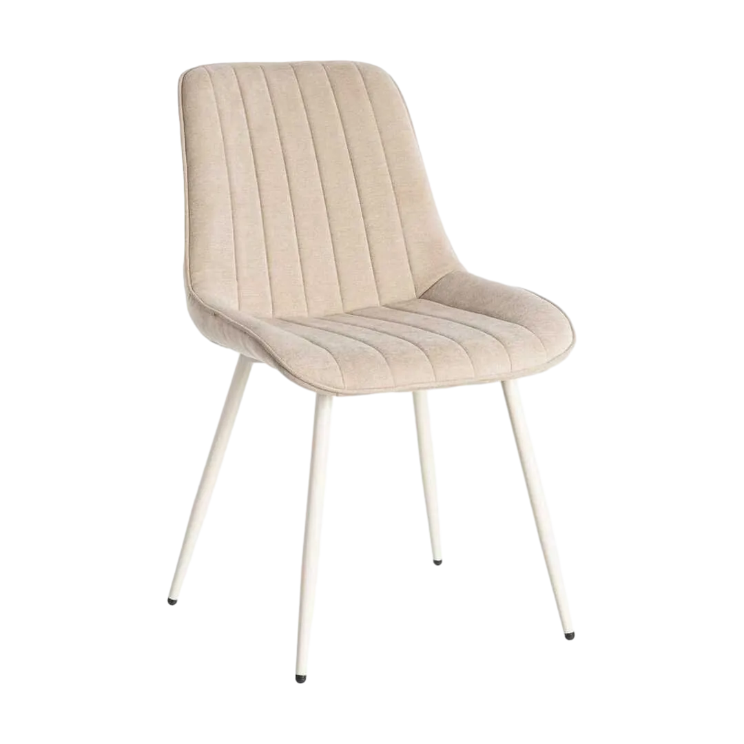 Silla tapizada beige en tejido 100% poliéster con patas de hierro 50x60x85cm - Ixia - 615476IX - foto-transparente