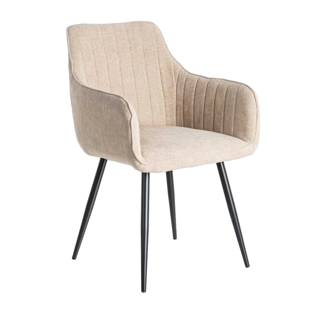 Silla beige en tejido con estructura metálica apta contract 55x58.50x84cm - Ixia - 615477IX - foto-transparente