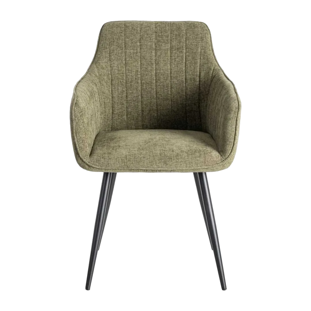Silla verde tapizada en tejido con estructura metálica altura asiento 47cm no apilable 55x58.50x84cm - Ixia - 615479IX - foto-transparente