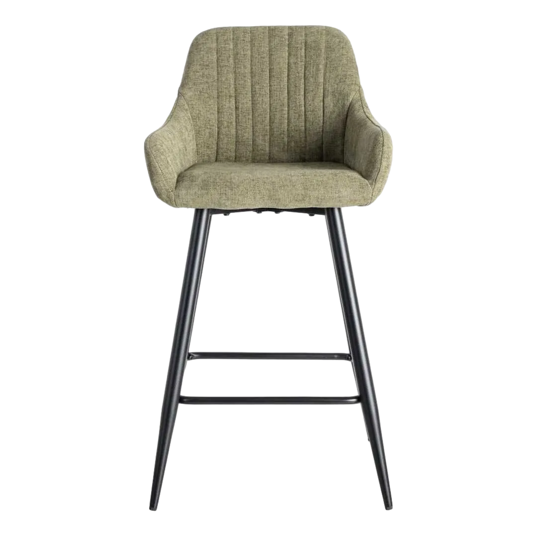 Taburete verde en tejido y metal para salón 47x47x93cm - Ixia - 615482IX - foto-transparente
