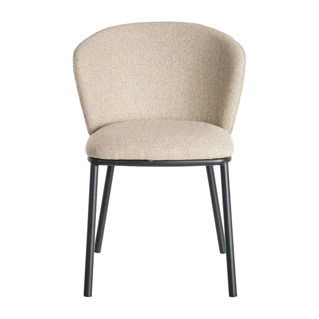 Silla Espiga tapizada en tejido beige con estructura metálica 55x55x78cm - Ixia - 615483IX - foto-transparente