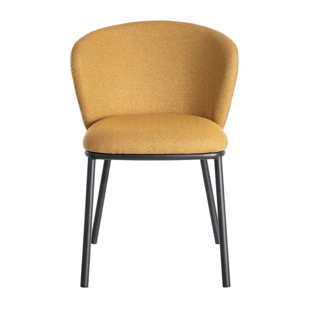 Silla Espiga en tejido mostaza con estructura metálica 55x55x78cm - Ixia - 615484IX - foto-transparente