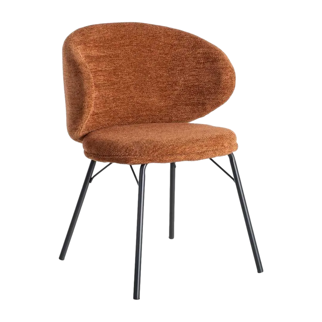 Silla terracota tapizada en tejido con estructura metálica altura asiento 45cm 57x53x75cm - Ixia - 615487IX - foto-transparente