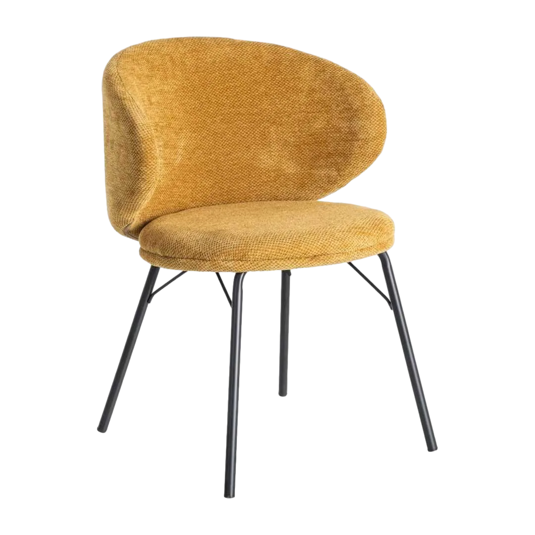 Silla mostaza en tejido con estructura metálica 57x53x75cm - Ixia - 615488IX - foto-transparente