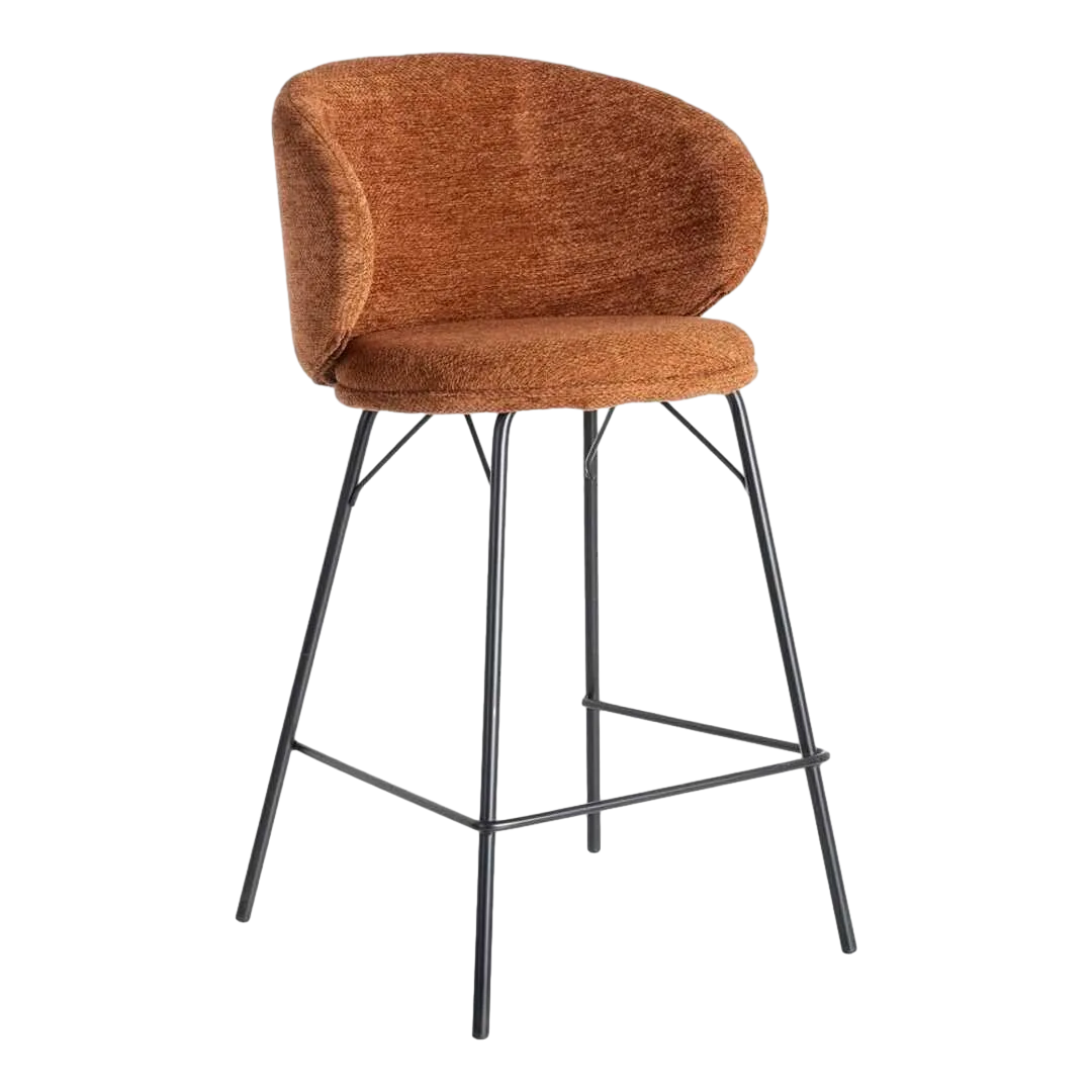 Taburete terracota en tejido y metal altura de asiento 65cm 46.50x46.50x90cm - Ixia - 615489IX - foto-transparente