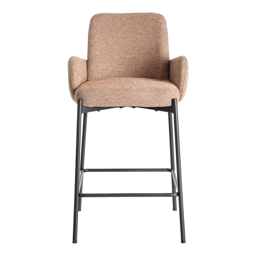 Taburete jaspeado en tejido y metal color salmón asiento alto 48.50x48.50x95cm - Ixia - 615492IX - foto-transparente